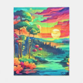 Sunset Fantasy Landschaft Fleecedecke (Vorderseite)