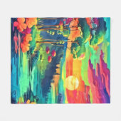 Sunset Fantasy Landschaft Fleecedecke (Vorderseite (Horizontal))
