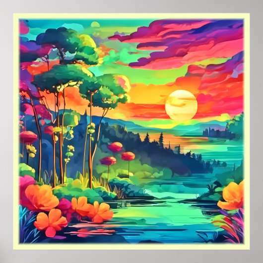 Sunset Fantasy Landschaft Poster (Vorne)