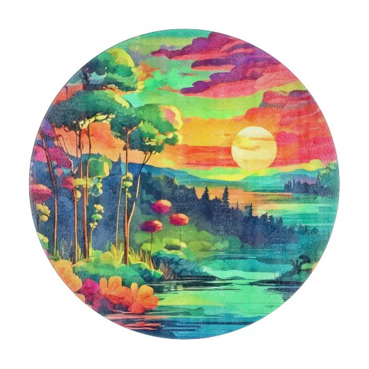 Sunset Fantasy Landschaft Schneidebrett (Vorderseite)