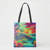 Sunset Fantasy Landschaft Tasche (Vorderseite)