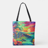 Sunset Fantasy Landschaft Tasche (Rückseite)