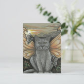 Sunset Feline Fairy Postcard Postkarte (Stehend Vorderseite)