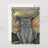 Sunset Feline Fairy Postcard Postkarte (Vorne/Hinten)
