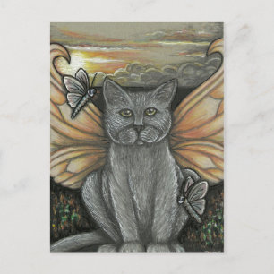 Sunset Feline Fairy Postcard Postkarte