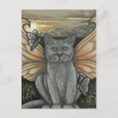 Sunset Feline Fairy Postcard Postkarte (Vorderseite)