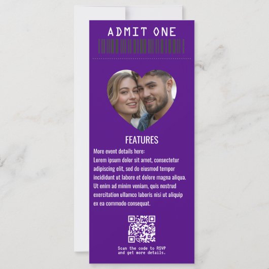 Sunset Festival Rock ’n’ Roll Wedding Ticket Einladung (Rückseite)