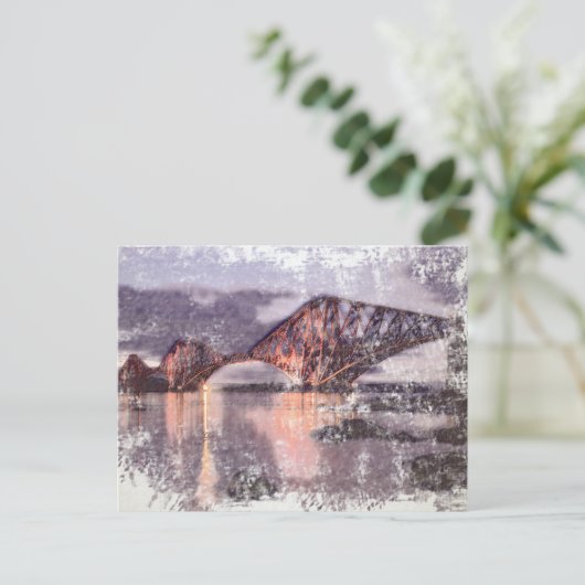 Sunset Firth of Forth Railway Bridge Postkarte (Stehend Vorderseite)