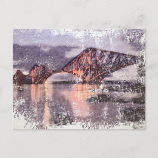 Sunset Firth of Forth Railway Bridge Postkarte (Vorderseite)