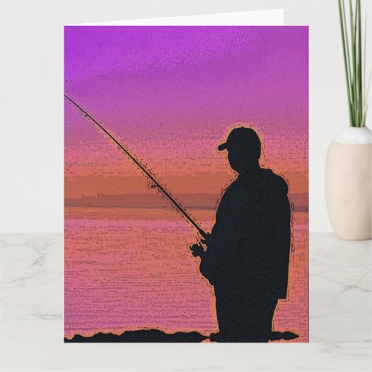 Sunset Fishing-Silhouette Karte (Vorderseite)