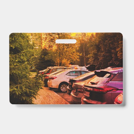 Sunset Flame Event Name Badge – Anpassbar Ausweis (Vorderseite)