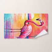 Sunset Flamingo Art Design Badhandtuch Set (Handtuch)