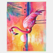 Sunset Flamingo Art Design Fleecedecke (Vorderseite)