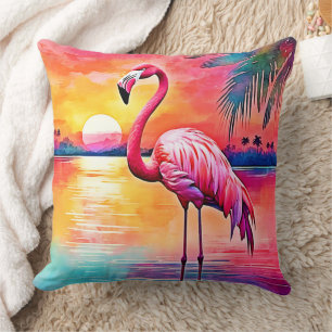 Sunset Flamingo Art Design Kissen