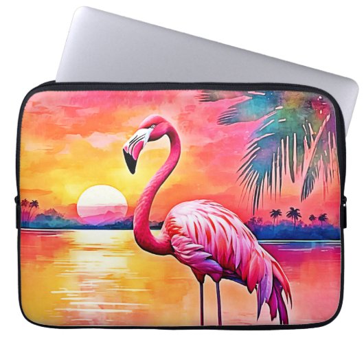 Sunset Flamingo Art Design Laptopschutzhülle (Vorderseite)
