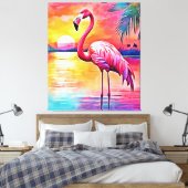 Sunset Flamingo Art Design Leinwanddruck (Insitu (Schlafzimmer))