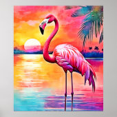 Sunset Flamingo Art Design Poster (Vorne)
