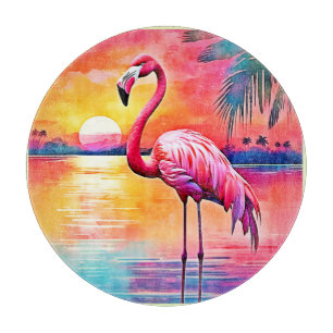 Sunset Flamingo Art Design Schneidebrett