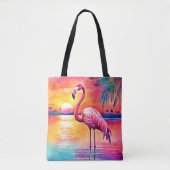 Sunset Flamingo Art Design Tasche (Vorderseite)