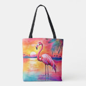 Sunset Flamingo Art Design Tasche (Rückseite)