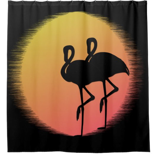 Sunset Flamingos Duschvorhang (Vorderseite)