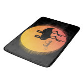 Sunset Flamingos Persönlich mit Namen Badematte (Schrägansicht)
