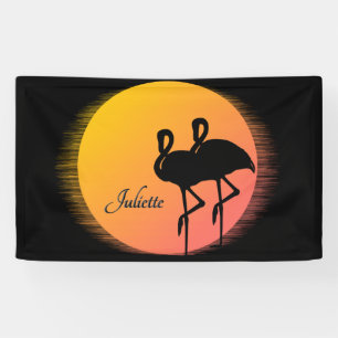 Sunset Flamingos Persönlich mit Namen Banner