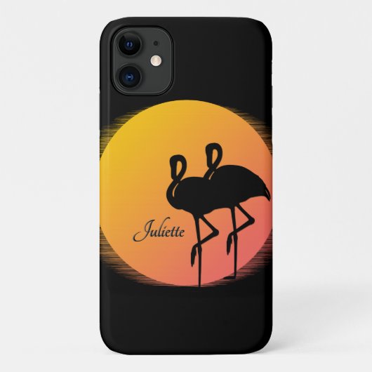 Sunset Flamingos Persönlich mit Namen Case-Mate iPhone Hülle (Rückseite)