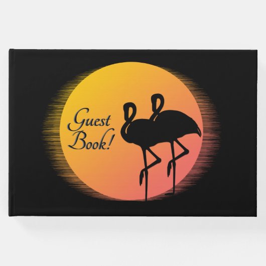 Sunset Flamingos Persönlich mit Namen Gästebuch (Vorderseite)