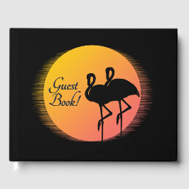 Sunset Flamingos Persönlich mit Namen Gästebuch