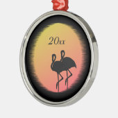 Sunset Flamingos Silbernes Ornament (Links)