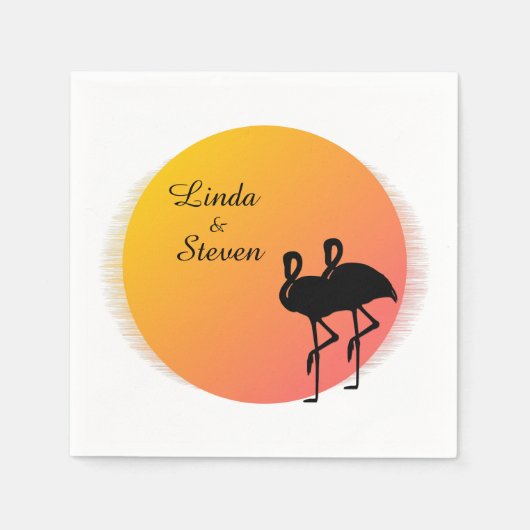 Sunset Flamingos Wedding Serviette (Vorderseite)