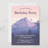 Sunset Forest Mountain Geburtstagsparty Einladung (Vorderseite)