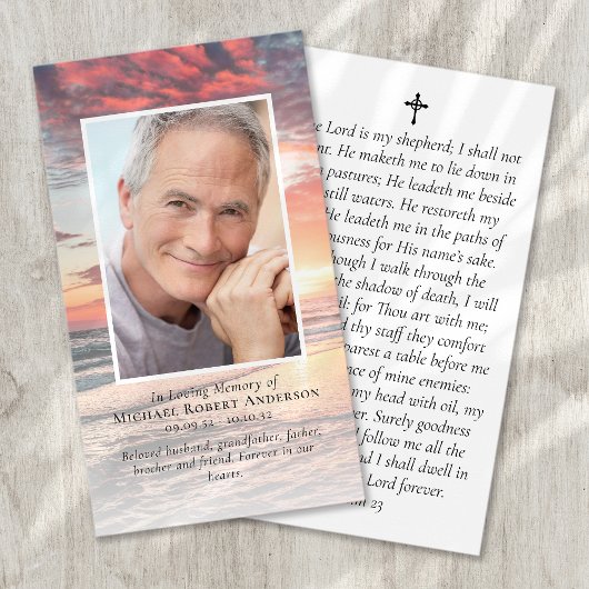 Sunset Foto Memorial Prayer Card mit Umschlag Mitteilungskarte