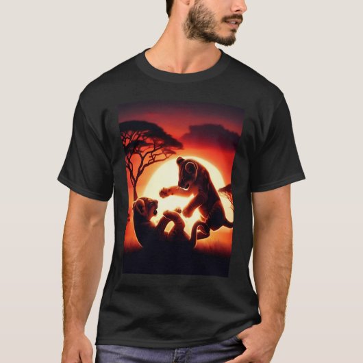 Sunset Games: Zwei Lion Cubs T-Shirt (Vorderseite)