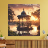 Sunset Gazebo am See Leinwanddruck (Insitu (Wohnzimmer))
