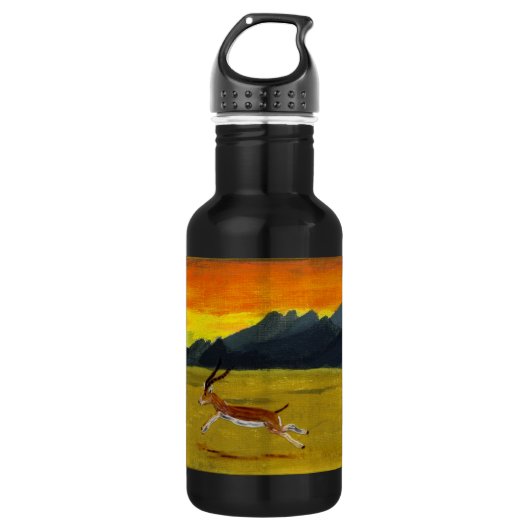 Sunset Gazelle Wildlife Art Trinkflasche (Vorderseite)