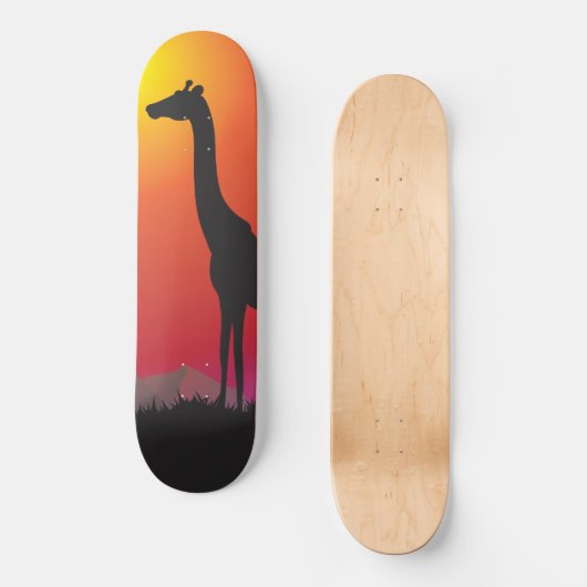 Sunset Giraffe Themed Skateboard (Vorderseite)