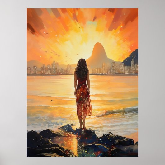 Sunset Girl, Rio de Janeiro, Frau, Romantik Poster (Vorne)