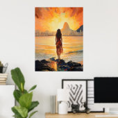 Sunset Girl, Rio de Janeiro, Frau, Romantik Poster (Heimbüro)