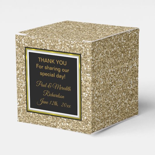 Sunset Gold Glitzer "Danke" Classic Fevor Box Geschenkschachtel (Vorderseite)