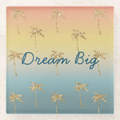 Sunset Gold Glitzer Palm Trees Glasuntersetzer (Vorderseite)