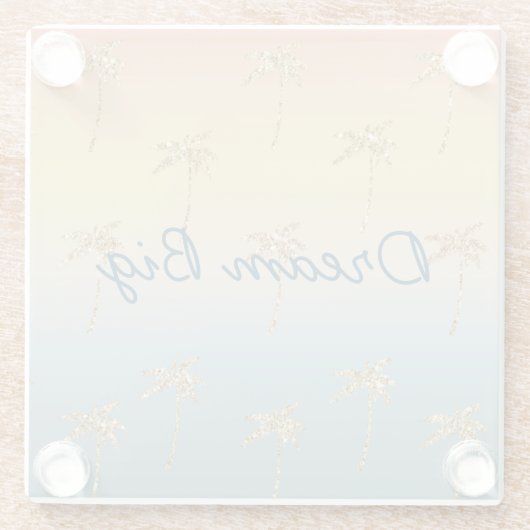 Sunset Gold Glitzer Palm Trees Glasuntersetzer (Rückseite)