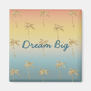 Sunset Gold Glitzer Palm Trees Magnet