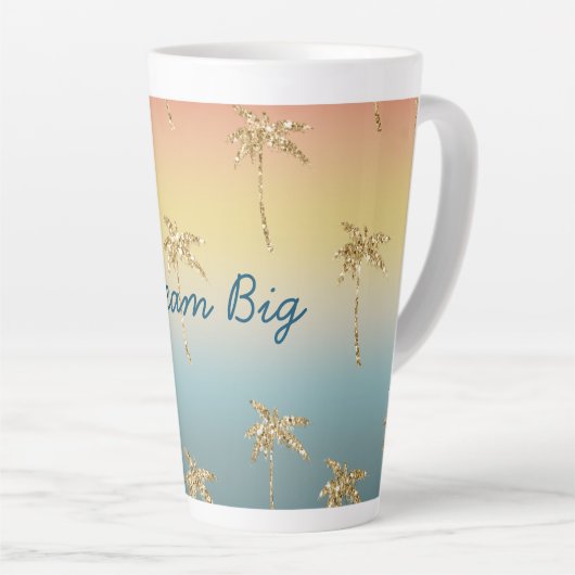 Sunset Gold Glitzer Palm Trees Milchtasse (Rechte Ecke)