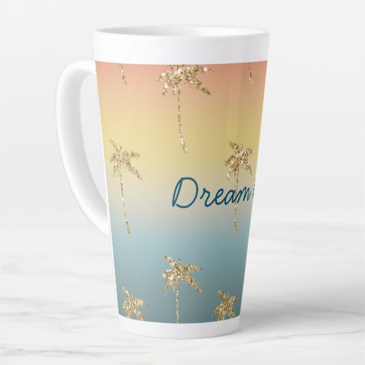 Sunset Gold Glitzer Palm Trees Milchtasse (Linke Ecke)