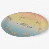 Sunset Gold Glitzer Palm Trees Pappteller (Schrägansicht)