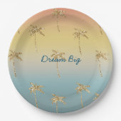 Sunset Gold Glitzer Palm Trees Pappteller (Vorderseite)
