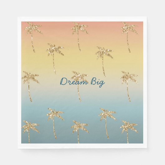 Sunset Gold Glitzer Palm Trees Serviette (Vorderseite)