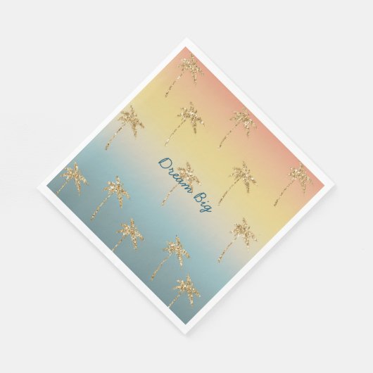 Sunset Gold Glitzer Palm Trees Serviette (Ecke)
